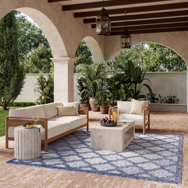 Nourison Easy Care Indoor/Outdoor Moroccan Trellis Area Rug - 9' x 12' - Denim/Blue