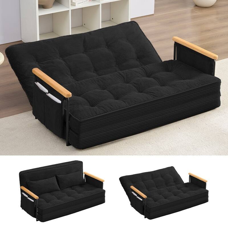 Mixoy Muti-Functional Folding Floor Sofa Bed,3-Seater,2-Seater,1-Seater Lazy Futon Sofa with 6 Position Adjustable Backrest - 53.9''*28''*26.4'' - BLACK
