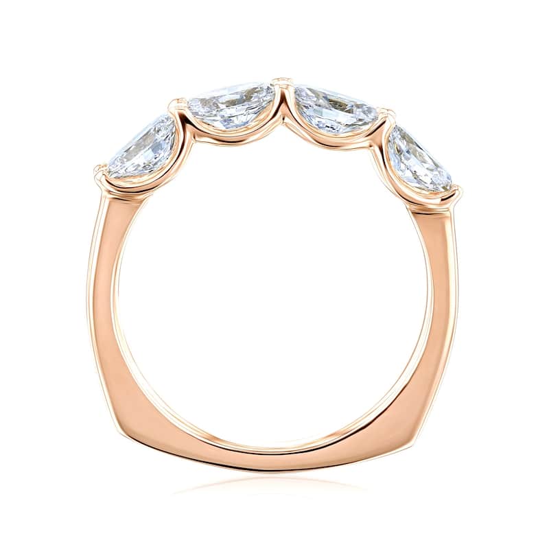 Kobelli 1.3 Carat Lab Grown Diamond 14k Solid Gold Euro Shank 4-Stone Kelsey Wedding Ring