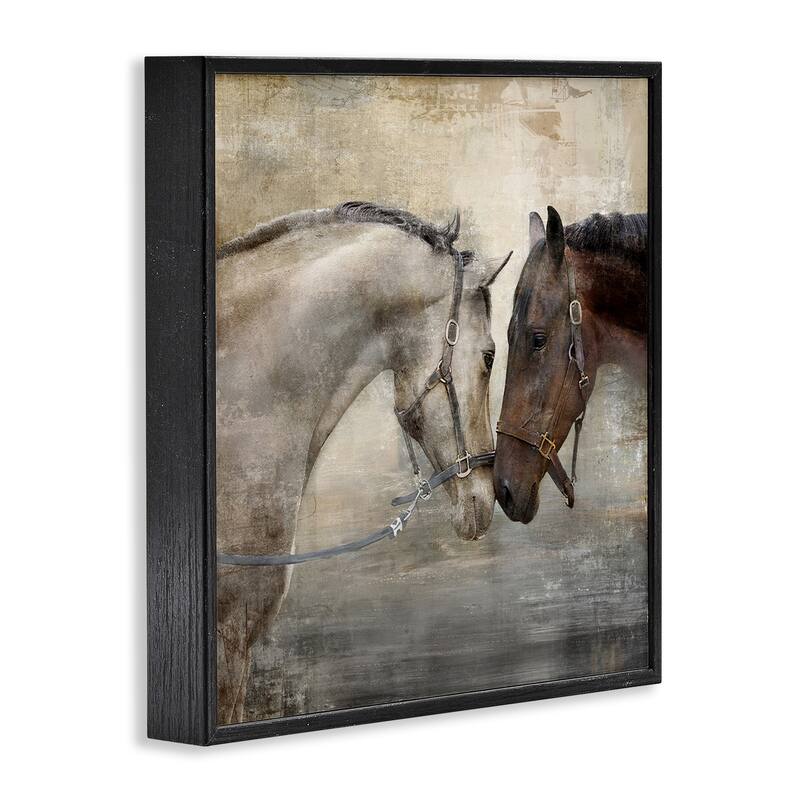 Stupell Horse Couple Textured Farm Animal Photograph,12x12,, 12x12, Framed Wall Art