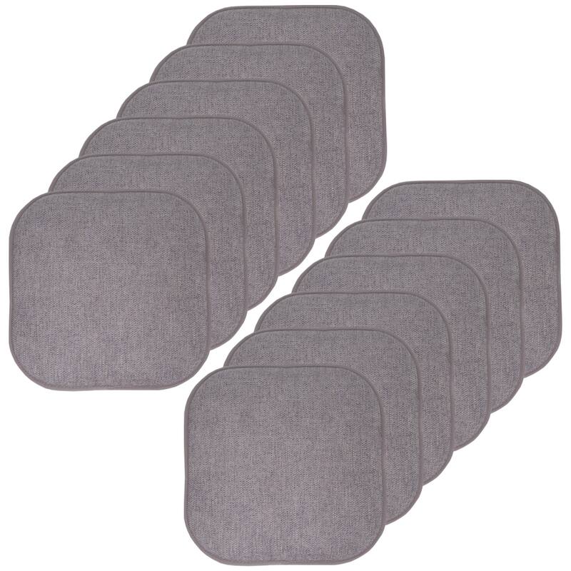 Sweet Home Collection Alexis Memory Foam No Slip Back Chair Pad Cushion 16" x 16" - Set of 12 - Gray/Silver