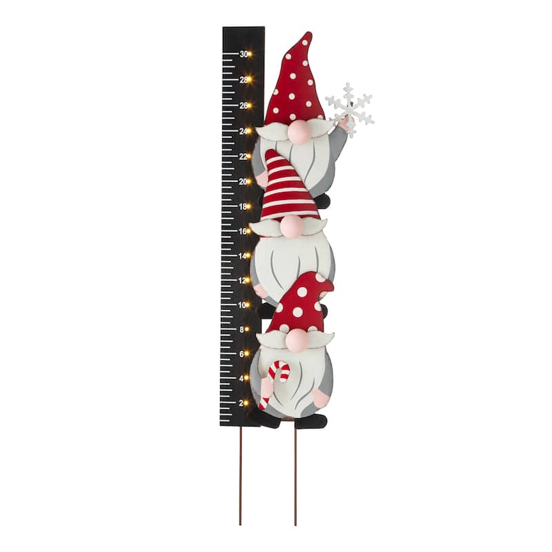 Glitzhome Christmas LED Lighted Wooden Snowman Gauge Yard Stake Wall Decor