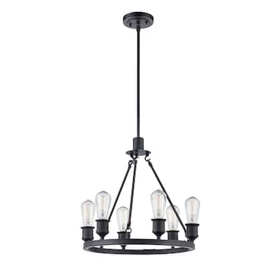 Trans Globe Underwood 6 Light Chandelier in Rubbed Oil Bronze