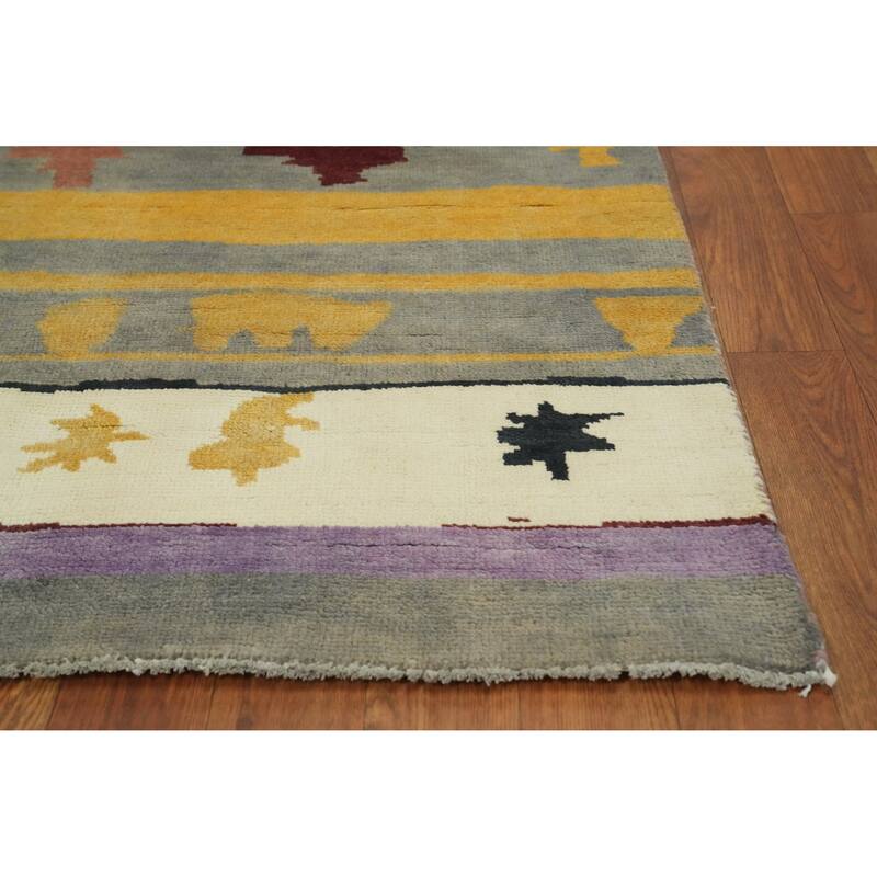 Vegetable Dye Gabbeh Turkish Area Rug Handmade Wool Carpet - 8' 10'' X 5' 11''