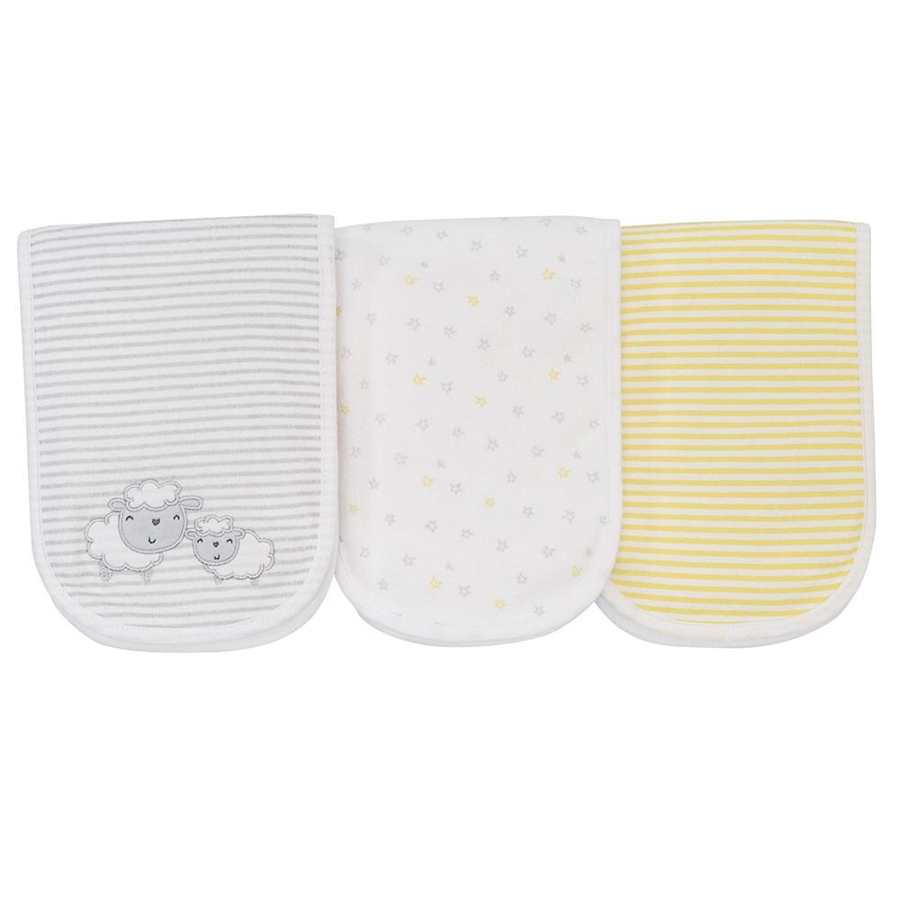 Shop Gerber Baby Girl And Boy 3 Pack Terry Burp Cloth Lil Lamb