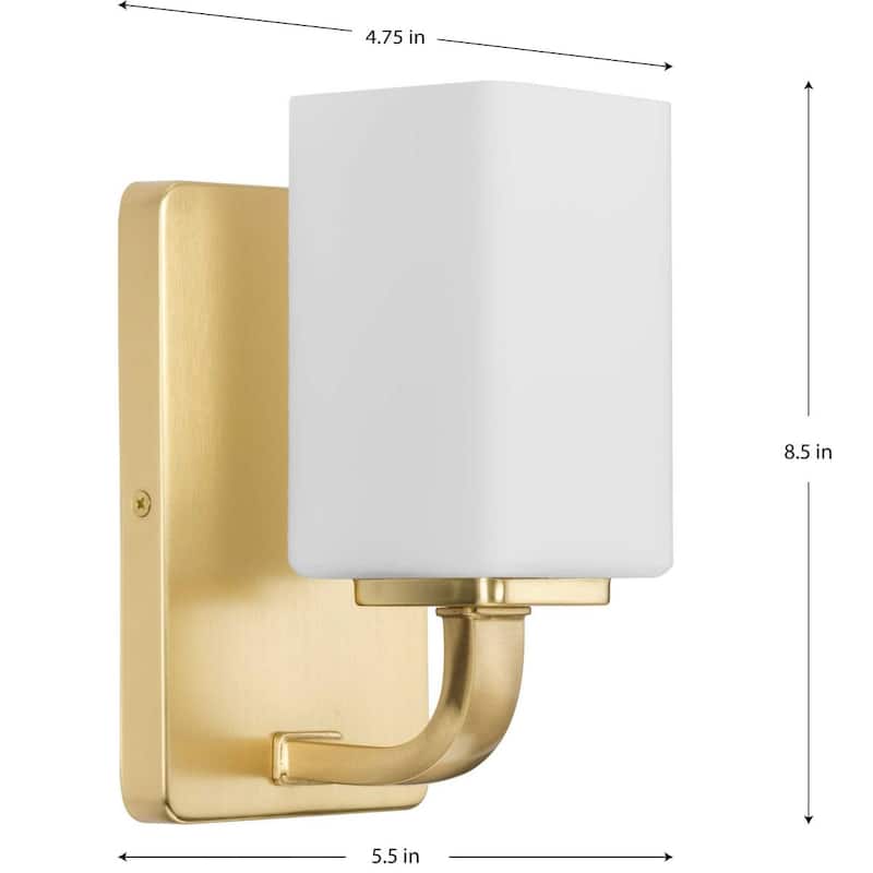 Cowan Collection One-Light Brass Etched Opal Glass Bath Vanity Light - 4.75 in x 5.5 in x 8.5 in