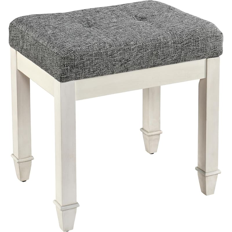 Vanity Stool Bench with Solid Wood Leg - Grey