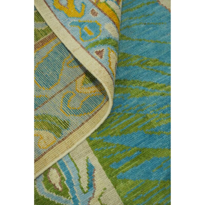 Vegetable Dye Wool Oushak Turkish Area Rug, Geometric Carpet - 11' 8'' X 9' 1''