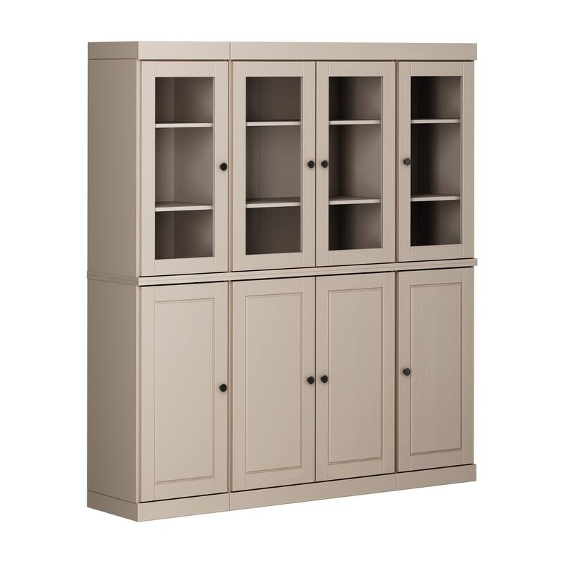 Palace Imports 100% Solid Wood Pantry China Cabinet, Raised Panel & Clear Glass Doors, 2 Drawers, 65" Wide, 71.5" Tall