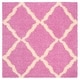 preview thumbnail 131 of 162, SAFAVIEH Dallas Shag Giusy Trellis 1.5-inch Thick Rug 6' Square - Pink/Ivory - Square