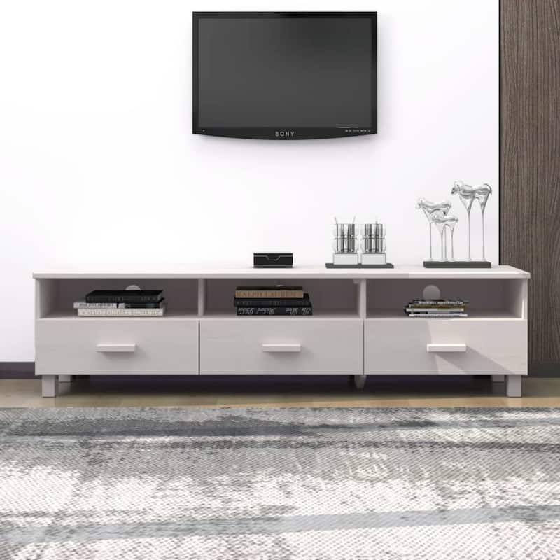 vidaXL TV Stand TV Console Sideboard TV Unit Cupboard HAMAR Solid Wood Pine - 62.2" x 15.7" x 15.7" - White