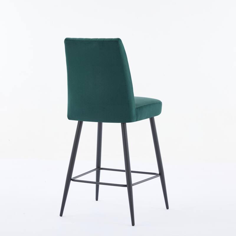 Velvet Bar Chairs Set of 2, Modern Armchair Bar Counter chair with Metal Legs and Upholstered Backrest for Dining Room