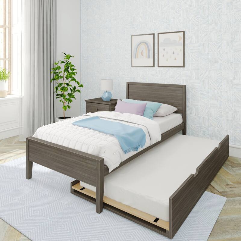 Max and Lily Twin-Size Bed with Panel Headboard and Trundle