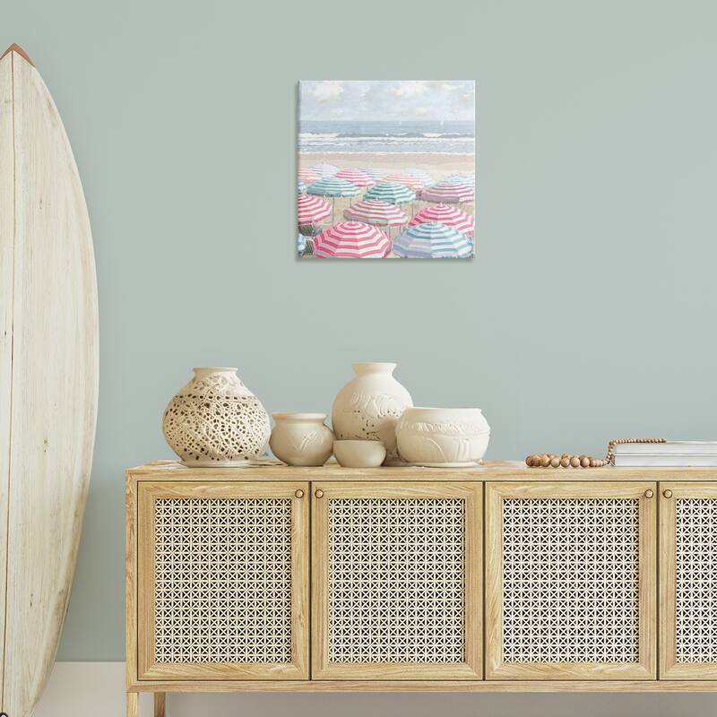 Stupell Bright Beach Umbrellas Scene Canvas Wall Art Design By Amber Sterling