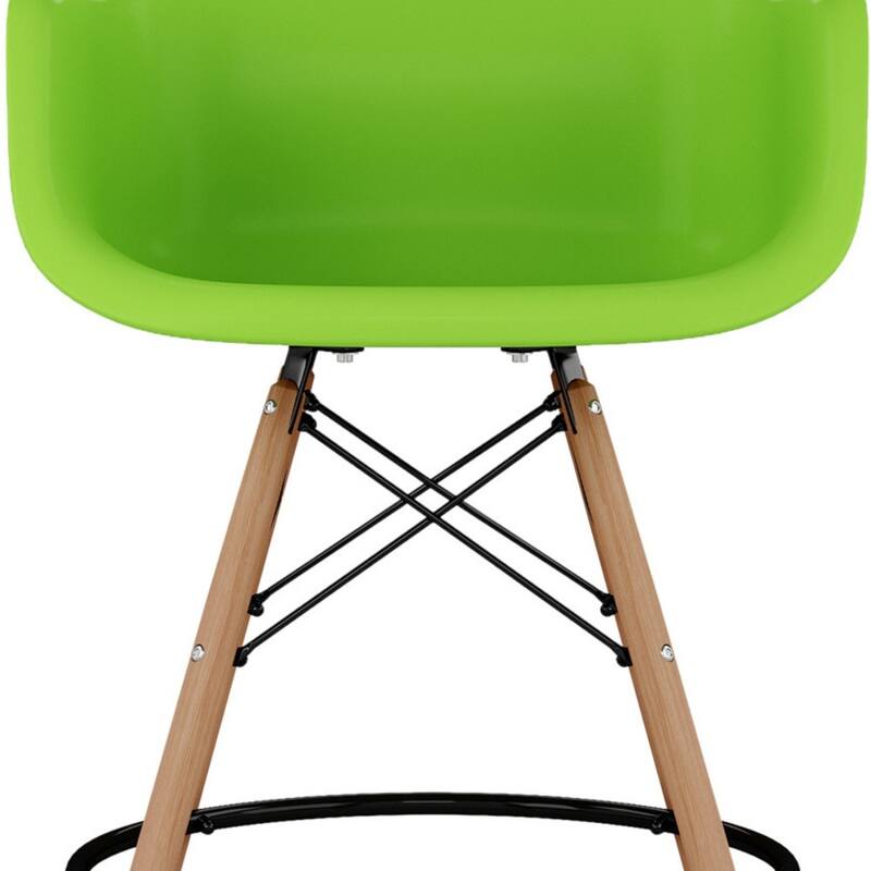 Wood Plastic Bucket Seat Counter Height Chair with Arms and Footrest - 19” x 23” x 47” (D x W x H)