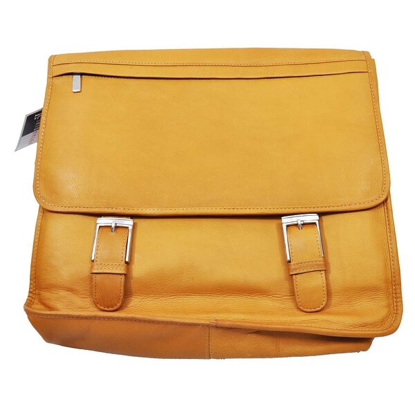 Shop Iris Tyler Tan Messenger Bag Leather Double Compartment Bag W Shoulder Strap - Overstock ...