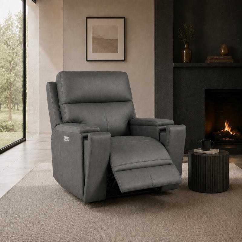 38.5" Top Grain Leather Dual Power Zero Gravity Recliner with USB-C Charging