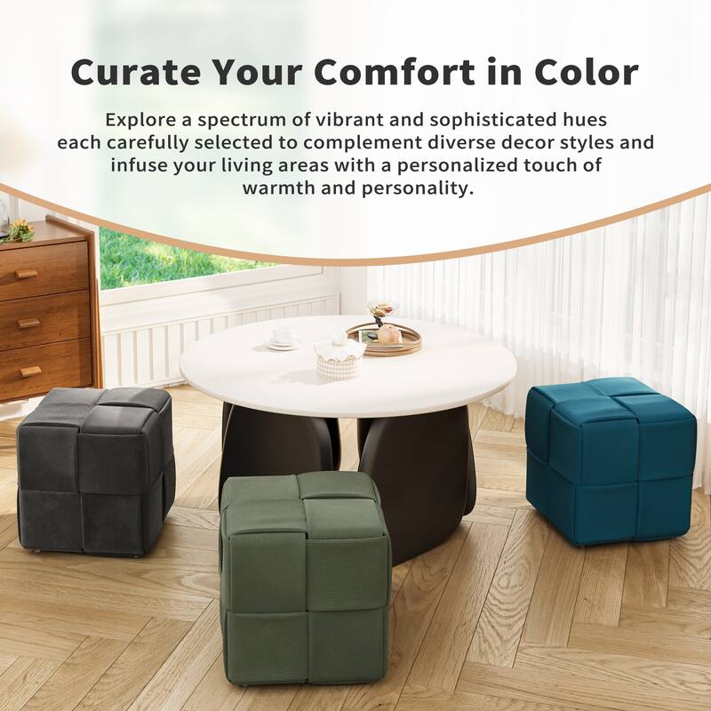 Ottoman Foot Rest Soft and Comfortable Ottoman Square Corduroy Woven Design Sofa Stool