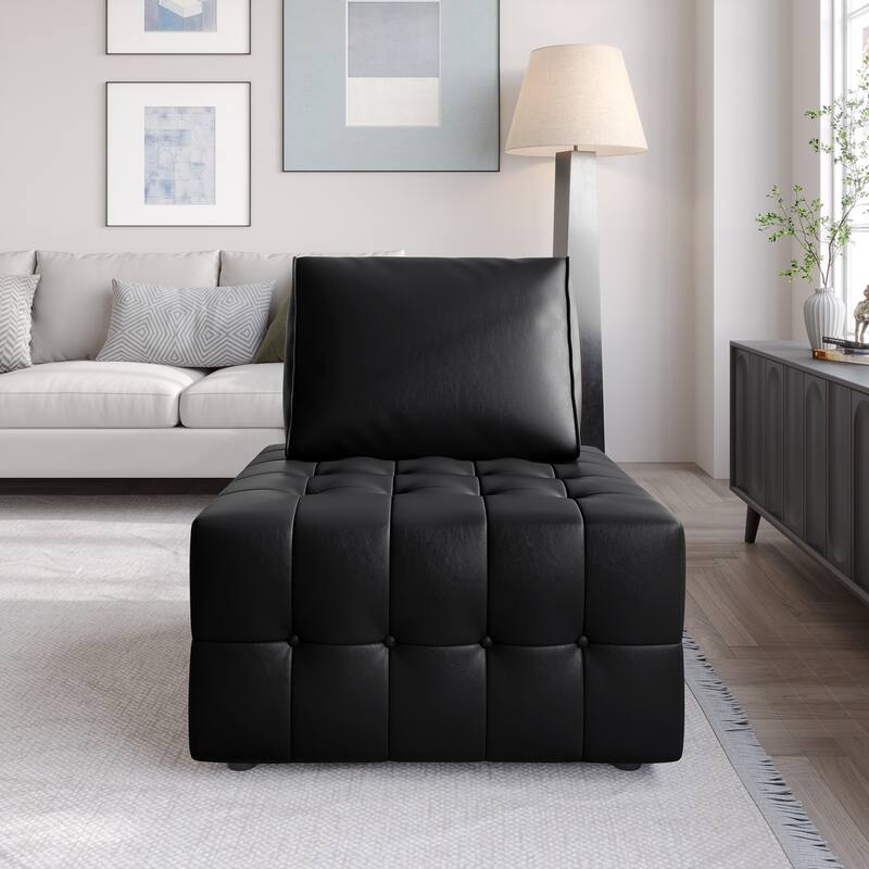 CraftPorch Elegance Button-Tufted PU Upholstered Chair