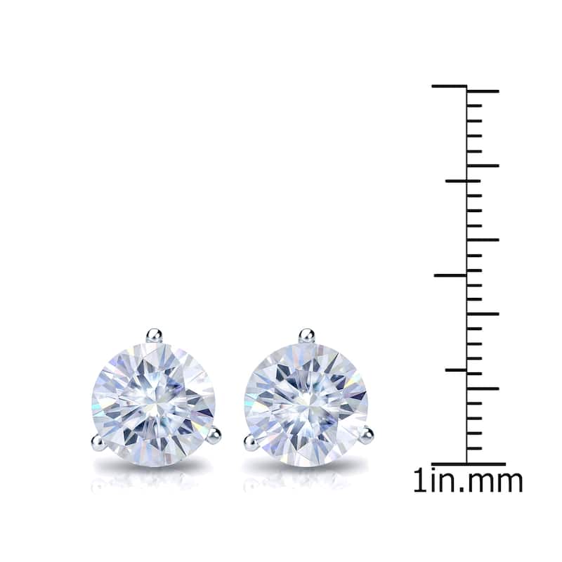 Auriya 3.50ct TW Round Moissanite Stud Earrings Platinum - 7.8 mm, Screw-Back