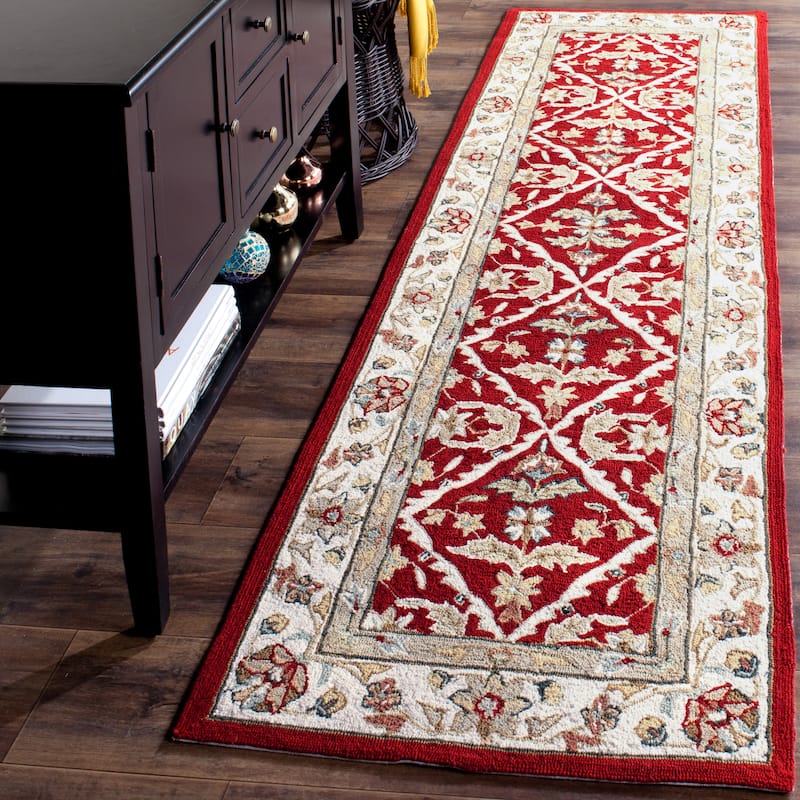 SAFAVIEH Handmade Easy Care Nanke Oriental Rug - 2'6" x 10' Runner - Red/Ivory