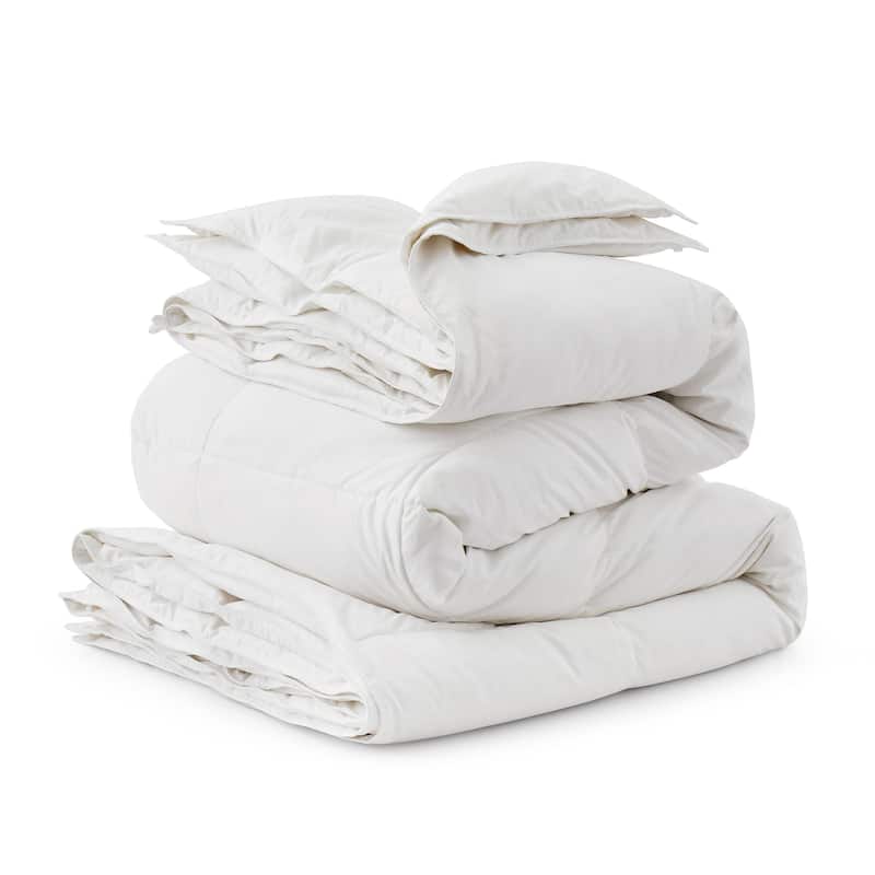 3-in-1 800 Fill Power 90% Down Comforter with 400 TC Cotton Cover, All Season Duvet Insert