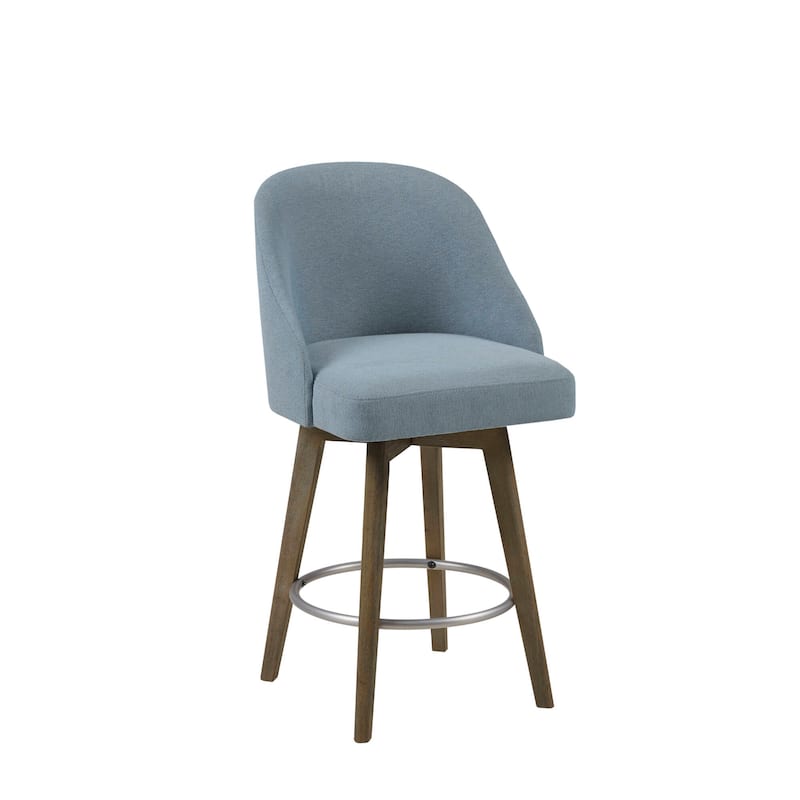 Madison Park Pearce Swivel Upholstered Counter Stool with Solid Wood Legs & Metal Footrest