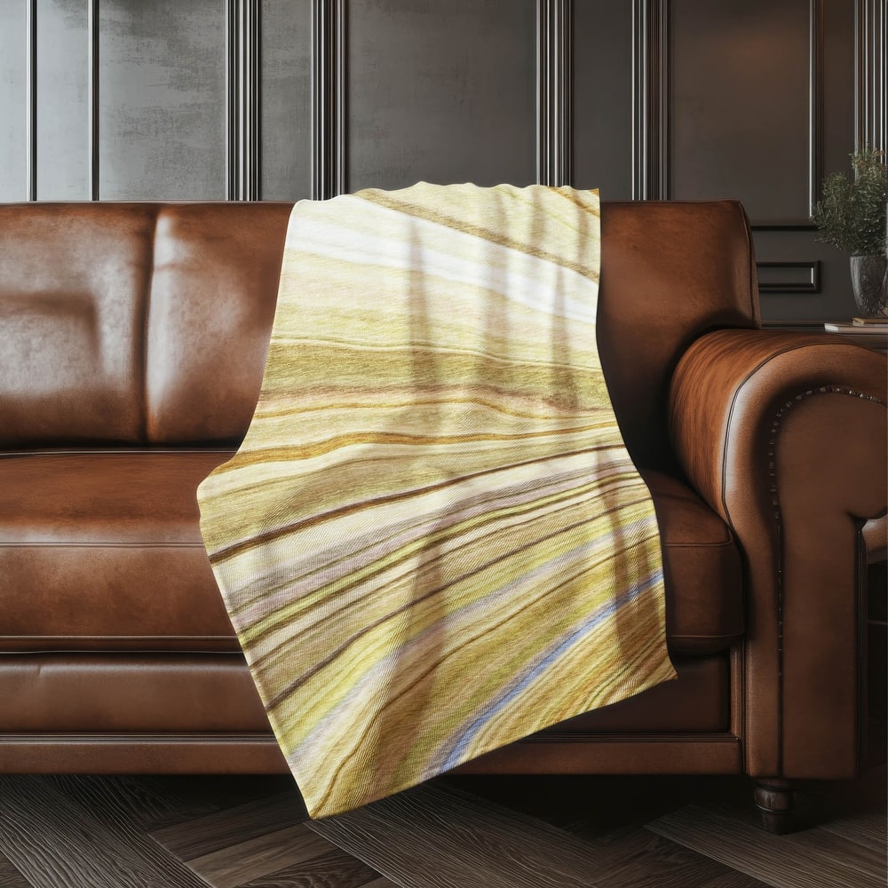 Premium Machine Washable Contemporary Stripe Sherpa Throw Blanket