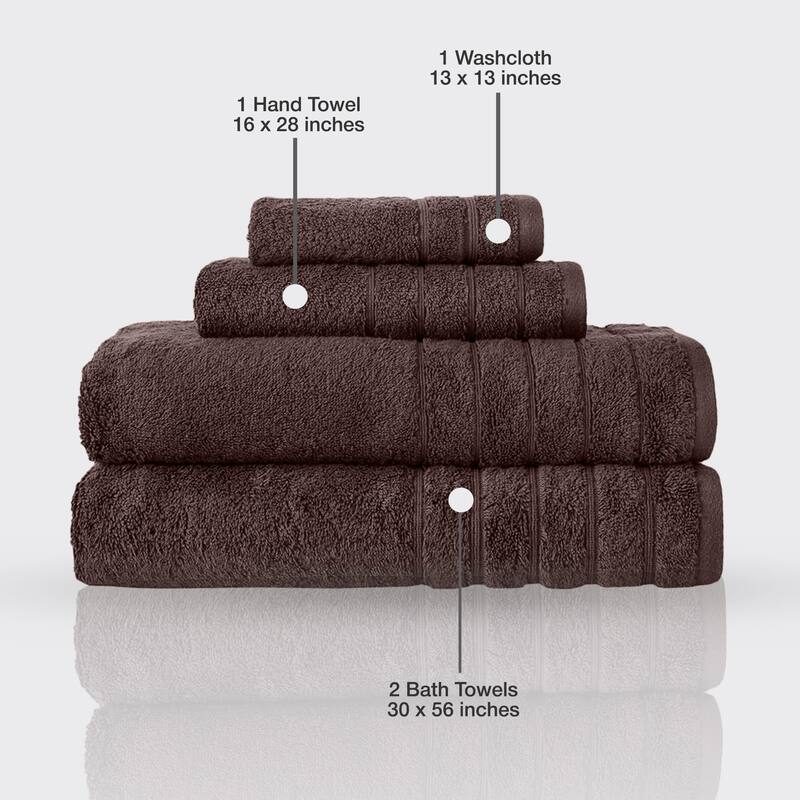 Classic Turkish Towels 4 Piece Cotton Towel Set, Absorbent Hotel & Spa