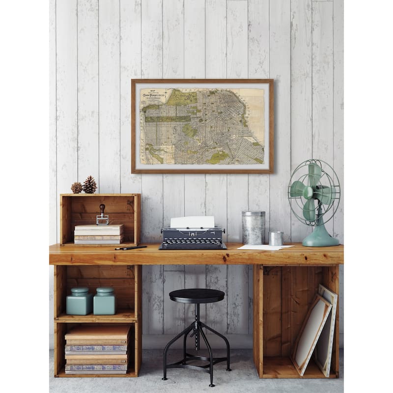 'Vintage San Francisco Map' Framed Painting Print