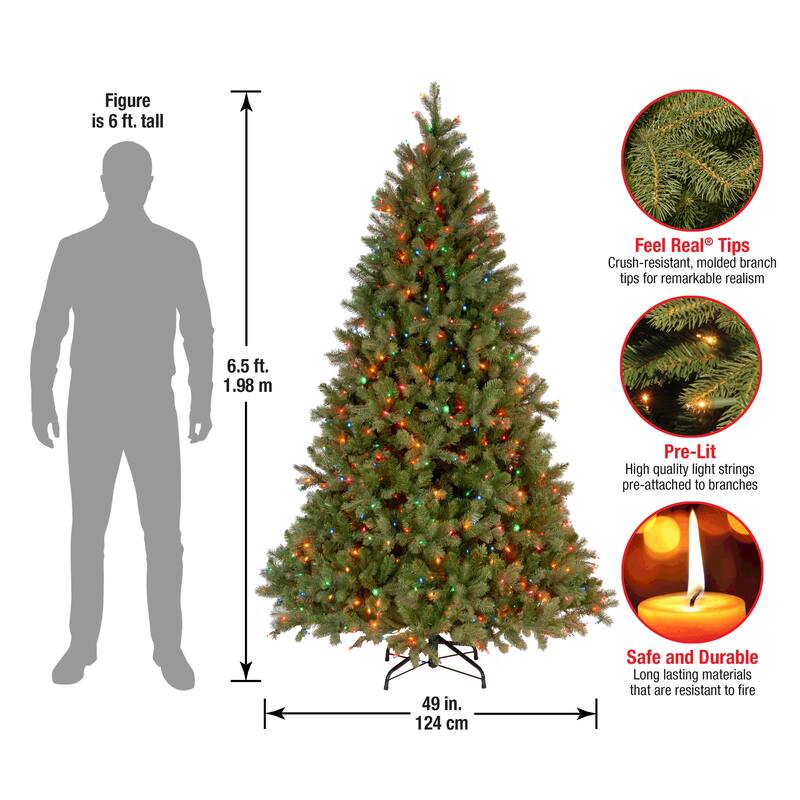 National Tree Company 6.5 ft. Downswept Douglas Fir Tree with Multicolored Lights - 6.5 Foot