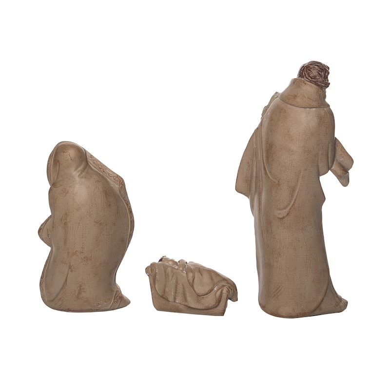 Transpac Resin 9.45 in. Brown Christmas Rustic Holy Family Set of 3