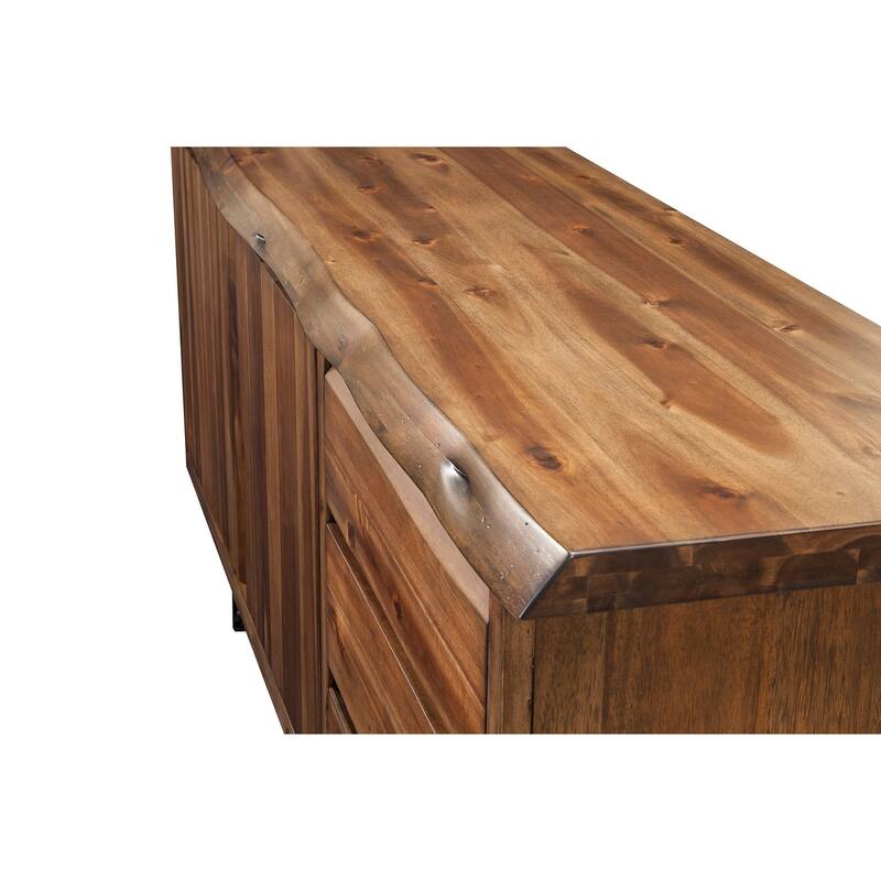 Alpine Furniture Live Edge Walnut Finish Wood/Metal Server