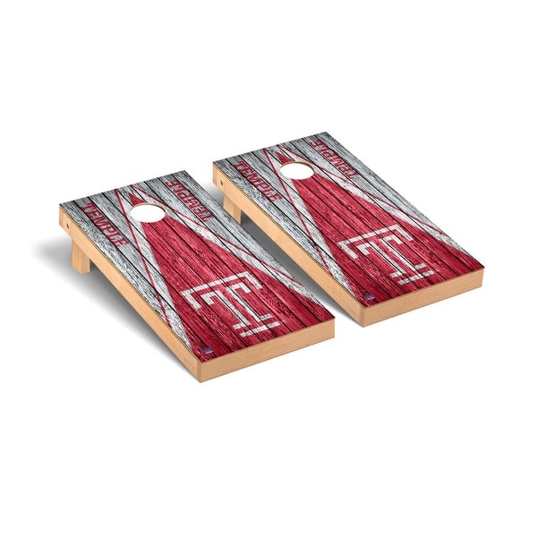 slide 2 of 5, Temple University Owls Weathered Cornhole Board Set