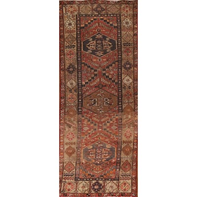 Vegetable Dye Hamedan Persian Antique Runner Rug Handmade Wool Carpet - 3'5"x 10'11"