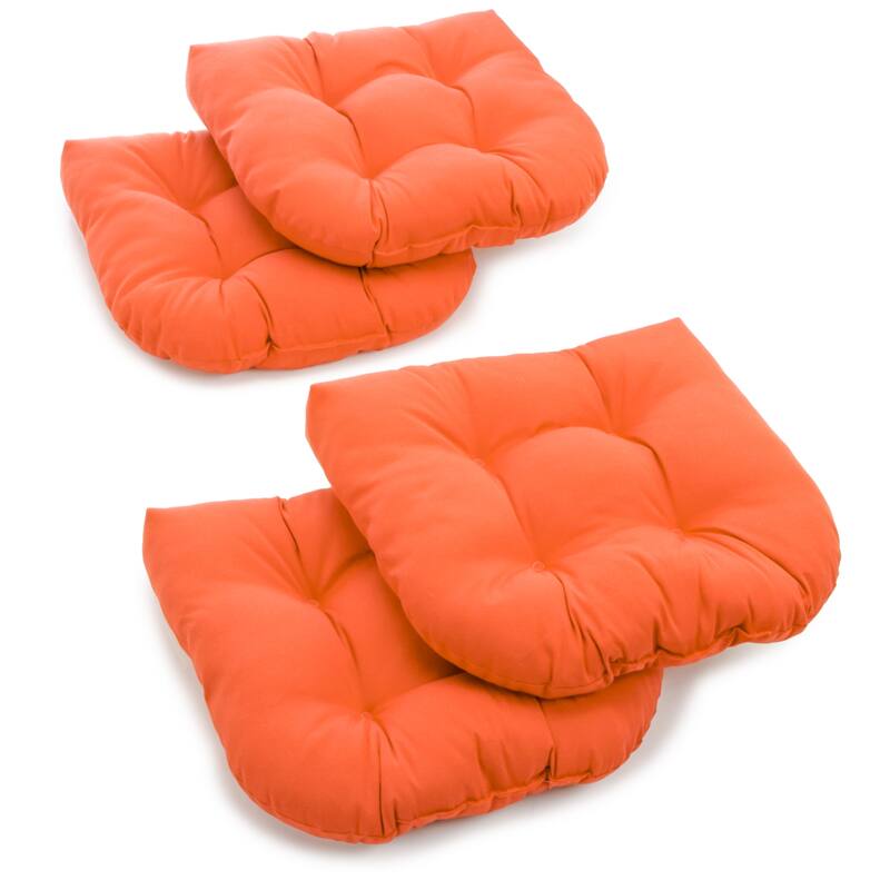 19-inch Twill U-shaped Chair Cushion (Set of 1, 2, or 4) - 19 x 19 - Set of 4 - Tangerine Dream