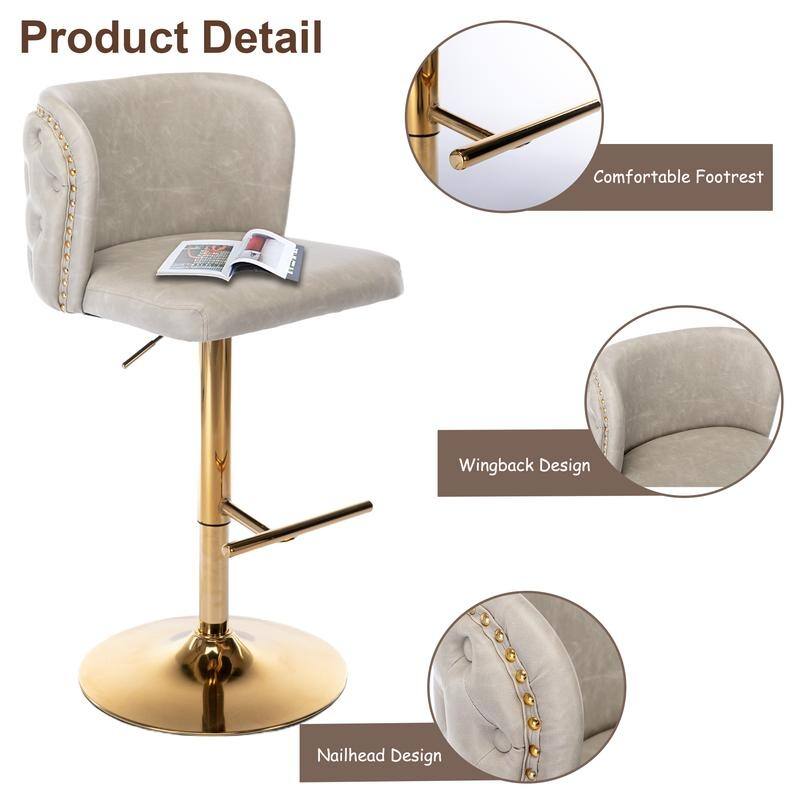 Modern Upholstered Swivel Adjusatble Height Barstools Set of 4