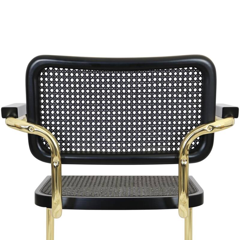 Breuer Chair Company Marcel Breuer Cesca Cane Cantilever Armchair Arm Chair w/ Brass Steel Frame (Various Wood & Cane Colors)