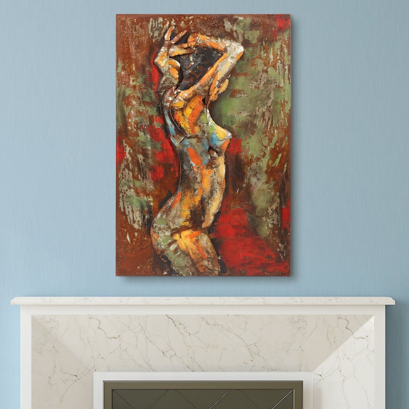 "Nude Study" Mixed Media Iron Hand Painted Dimensional Wall Art Sculpture