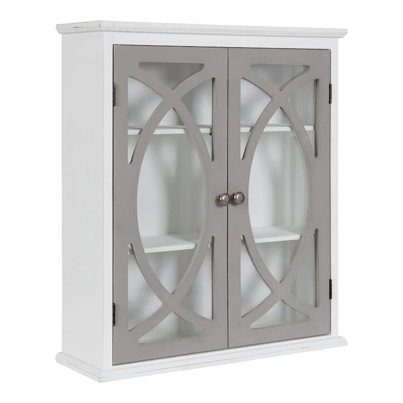 Kate and Laurel Quinlan Decorative Rustic 2-Door Wall Cabinet - 24x8x28 - White/Gray