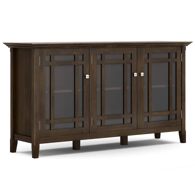 WYNDENHALL Freemont SOLID WOOD 62 inch Wide Transitional Wide Storage Cabinet in Dark Tobacco Brown - 18" D x 62" W x 34" H