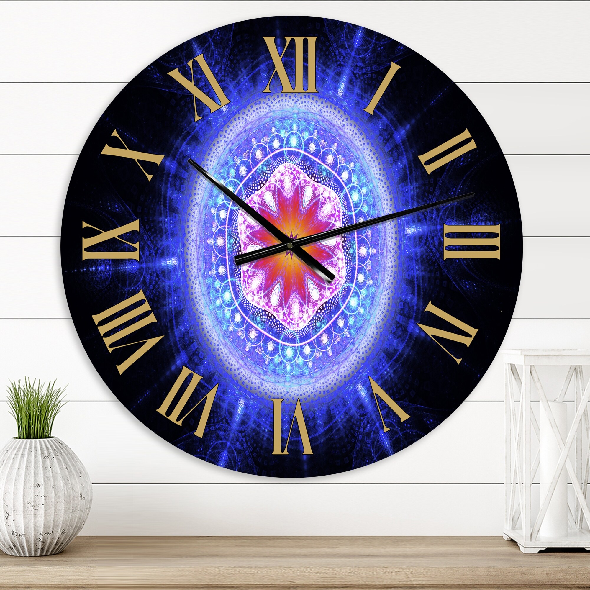 Designart 'Fractal Portal Magic VI' Modern wall clock - Bed Bath