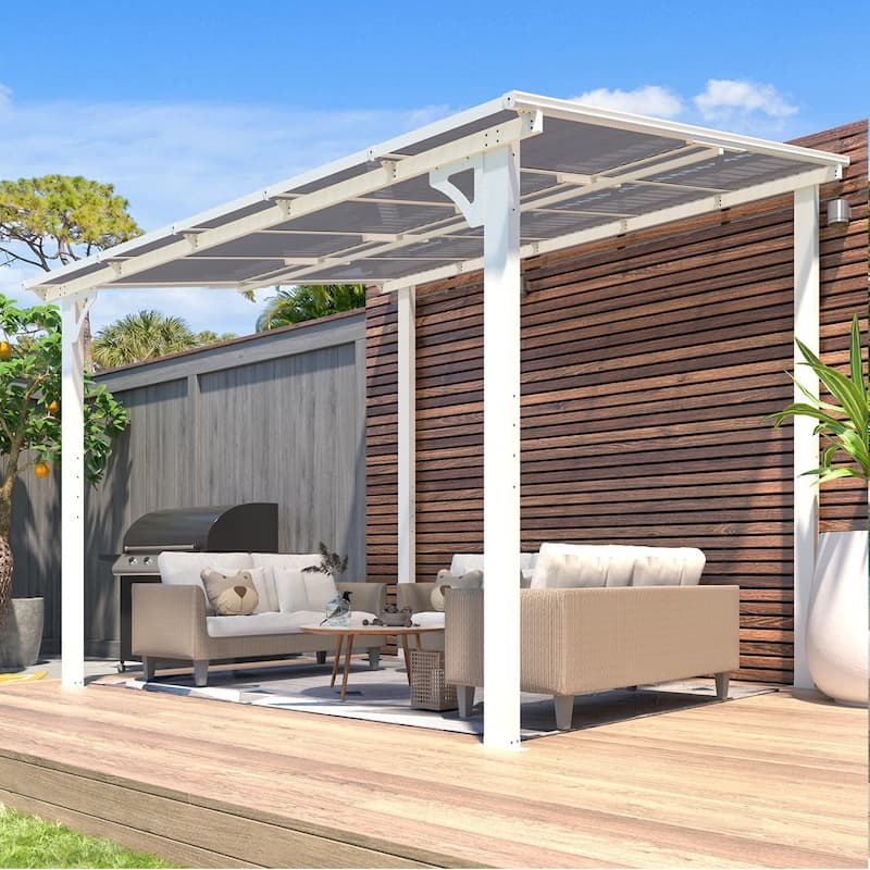 8x10ft Wall Mounted Gazebos Pergola, Outdoor Lean to Gazebo Awnings
