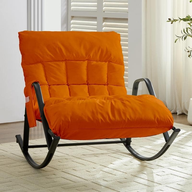 Mixoy Adjustable Widen Rocking Chair,Modern Lounge Nursery with Iron Frame