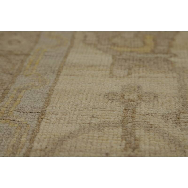 Vegetable Dye Oushak Turkish Area Rug Handmade Yellow Wool Carpet - 8'3" x 9'10"