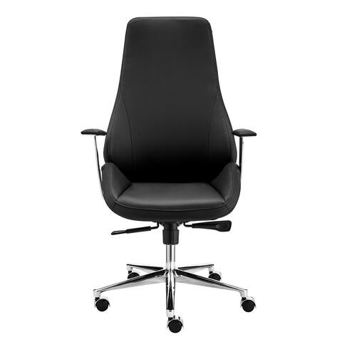 Bergen High Back Office Chair in Black with Chromed Steel Base