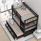 Contemporary Casual Style Twin over Twin Wood Bunk Bed with Trundle and Drawers, with High-quality Solid Wood for Bedroom