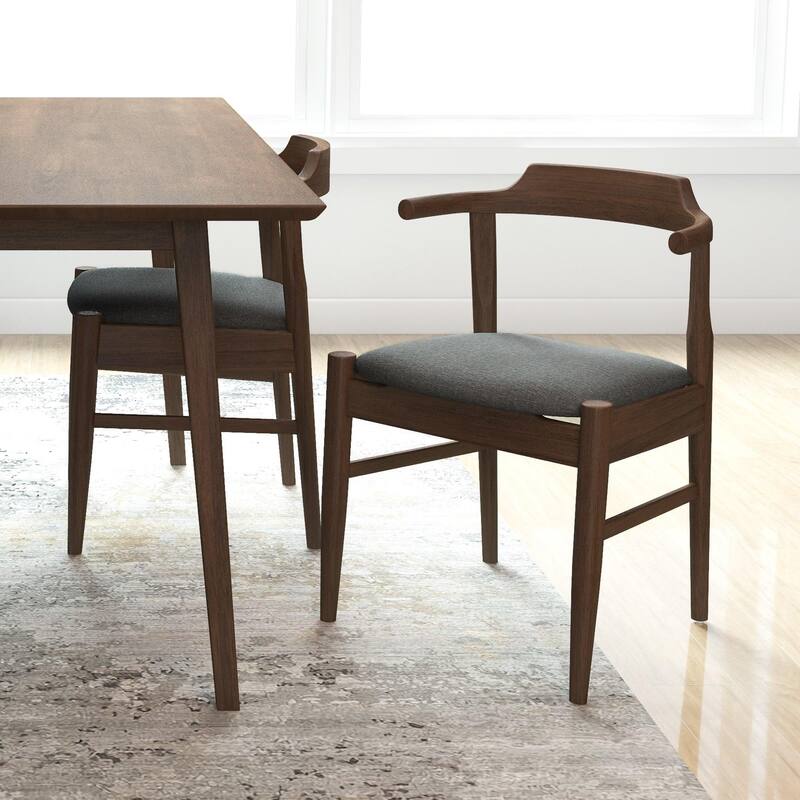 GDFStudio - Daisy Mid-Century Modern Fabric Dining Chair with Solid Wood Frame, Set of 2 - 18.5"W
