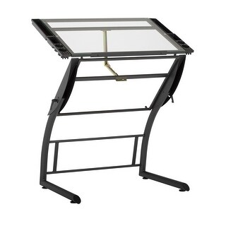 Offex Triflex Drawing Table - Charcoal/Clear Glass - 40.75" W x 29" D x 31" H