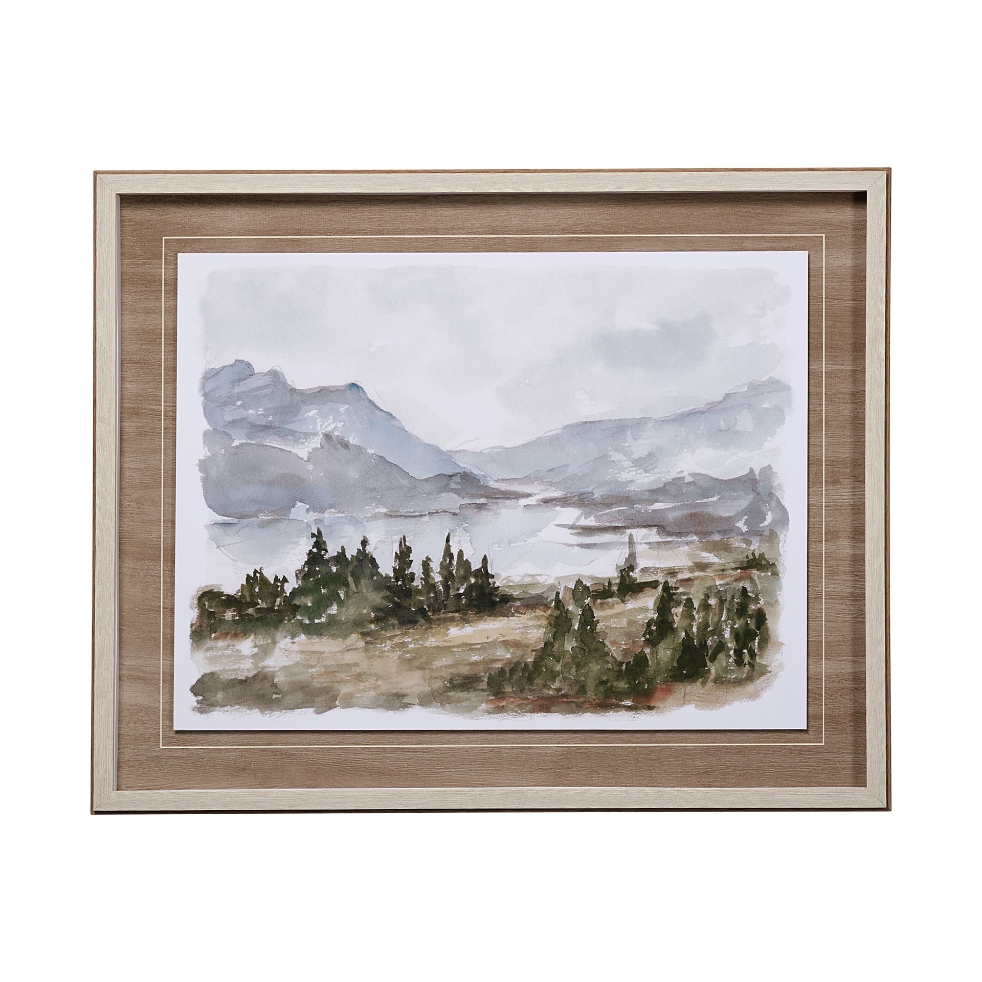 Overcast Reservoir I by Ethan Harper a Hand Embellished Textured Framed Art Print Matted under Glass